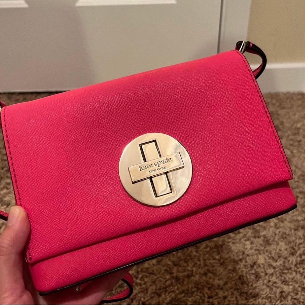 Kate Spade Sally Newbury Lane Hot Pink Leather Cross Body Bag